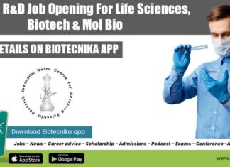 JNCASR R&D Job Opening
