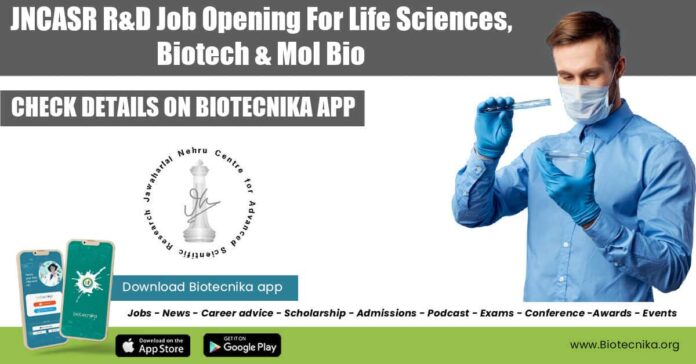 JNCASR R&D Job Opening