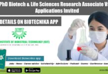 KIIT PhD Biotech & Life Sciences Research Associate Vacancy, Applications Invited KIIT Biotech