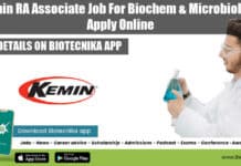 Kemin RA Associate Job For Biochem & Microbiology, Apply Online Kemin RA Associate Job