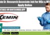 Kemin Sr. Research Associate Job For MSc & MTech, Apply Online Kemin Sr Research Associate