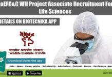 MoEFC&C WII Project Associate Recruitment For Life Sciences MoEFC&C WII Project Associate