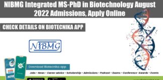 NIBMG Integrated MS-PhD Biotechnology