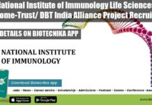National Institute of Immunology Life Sciences Wellcome-Trust/ DBT India Alliance Project Recruitment NII Job For MSc