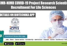 ICMR-NIMR COVID-19 Project Research Scientist Recruitment For Life Sciences NIMR Research Scientist Job