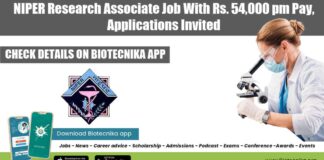 NIPER Research Associate Job