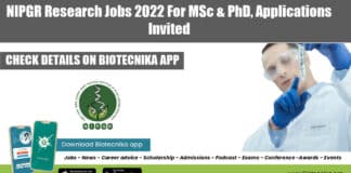 NIPGR Research Jobs 2022