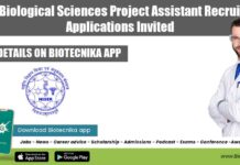 NISER Biological Sciences Project Assistant Recruitment, Applications Invited NISER Project Job Opening