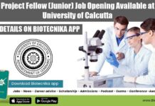 Project Fellow (Junior) Job Opening Available at University of Calcutta Project Fellow Job at Calcutta