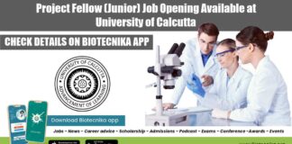 Project Fellow Job at Calcutta