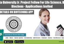 Calcutta University Jr. Project Fellow For Life Science, Biotech, Biochem – Applications Invited Project Job at Calcutta