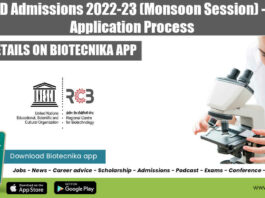 RCB PhD Admissions 2022-23
