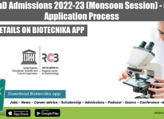 RCB PhD Admissions 2022-23