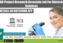 RCB PhD Project Research Associate Job For Biotech & Life Sciences RCB PhD Project Research