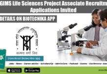 SGPGIMS Life Sciences Project Associate Recruitment, Applications Invited SGPGIMS Project Associate Jobs