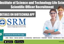 SRM Institute of Science and Technology Life Sciences Scientific Officer Recruitment SRMIST Life Sciences Job