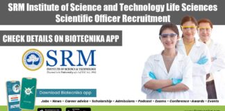 SRMIST Life Sciences Job