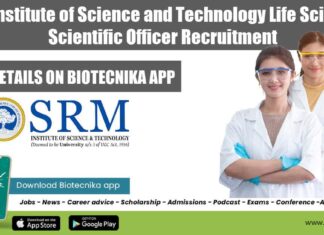 SRMIST Life Sciences Job