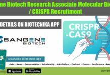 Sangene Biotech Research Associate Molecular Biologist / CRISPR Recruitment Sangene Biotech Job