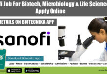 Sanofi Job For Biotech, Microbiology & Life Sciences, Apply Online Sanofi Job For Biotech