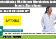 Sartorius BTech & MSc Biotech, Microbiology Technical Scientist Recruitment Sartorius Biotech & Microbiology