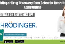 Schrödinger Drug Discovery Data Scientist Recruitment, Apply Online Schrödinger Drug Discovery Data
