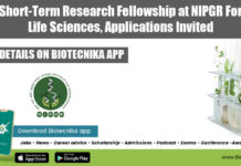 Short-Term Research Fellowship at NIPGR For Life Sciences, Applications Invited Short-Term Research Fellowship