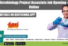 TERI Microbiology Project Associate Job Opening – Apply Online TERI Microbiology Project Associate