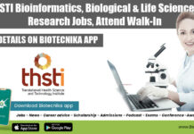 THSTI Bioinformatics, Biological & Life Sciences Research Jobs, Attend Walk-In THSTI Bioinformatics