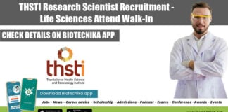 THSTI Research Scientist Recruitment