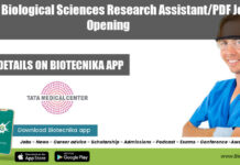 TTCRC Biological Sciences Research Assistant/PDF Job Opening TTCRC Biological Sciences Research