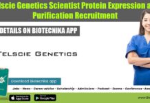 Telscie Genetics Scientist Protein Expression and Purification Recruitment Telscie Genetics Scientist