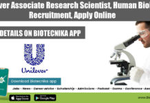 Unilever Associate Research Scientist, Human Biology Recruitment, Apply Online Unilever Associate Research Scientist