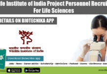 Wildlife Institute of India Project Personnel Recruitment For Life Sciences WII Project Personnel Vacancies