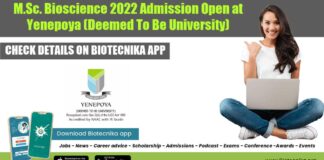 Yenepoya MSc Admission 2022