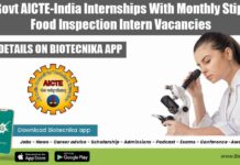 20+ Govt AICTE-India Internships With Monthly Stipend – Food Inspection Intern Vacancies AICTE-India Internships 2022