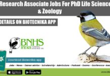 BNHS Research Associate Jobs For PhD Life Sciences & Zoology BNHS Research Associate Job