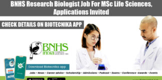 BNHS Research Biologist Job