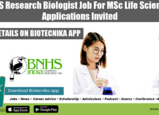 BNHS Research Biologist Job