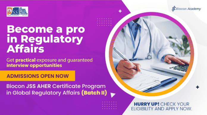 Biocon JSS AHER Certificate Program in Global Regulatory Affairs (Batch II)