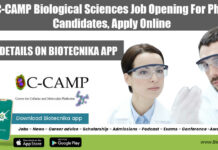 C-CAMP Biological Sciences Job Opening For PhD Candidates, Apply Online C-CAMP PhD Job Opening