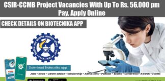 CCMB 2022 Project Vacancies