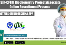 CSIR-CFTRI Biochemistry Project Associate Online Recruitment Process CFTRI Biochem Project Vacancy