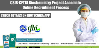 CFTRI Biochem Project Vacancy