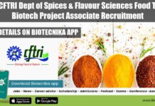 CSIR-CFTRI Dept of Spices & Flavour Sciences Food Tech & Biotech Project Associate Recruitment CFTRI Biotech Project Job