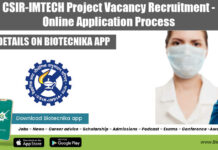 CSIR-IMTECH Project Vacancy Recruitment – Online Application Process CSIR-IMTECH Project Vacancy Recruitment