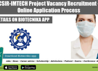 CSIR-IMTECH Project Vacancy Recruitment