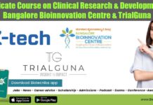 Certificate Course on Clinical Research & Development By Bangalore Bioinnovation Centre & TrialGuna Clinical R&D Certification Course