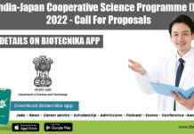 DST India-Japan Cooperative Science Programme (IJCSP) 2022 – Call For Proposals DST India-Japan Cooperative