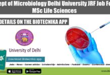 Dept of Microbiology Delhi University JRF Job For MSc Life Sciences Delhi University Vacancy 2022